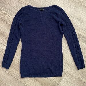Rachel Zoe Navy Textured Sleeve Sweater
